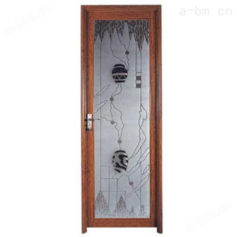银恒门业（三德装饰）-美之选平开门系列-柚木纹晶彩中空铝门